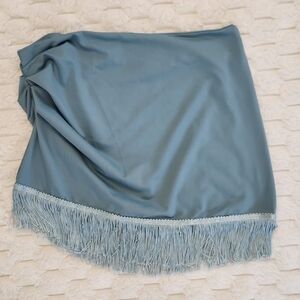 PrettyLittleThing Sky Blue Fringe Mini Skirt